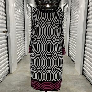 INC International Concepts Black and Pink Geometric Dress